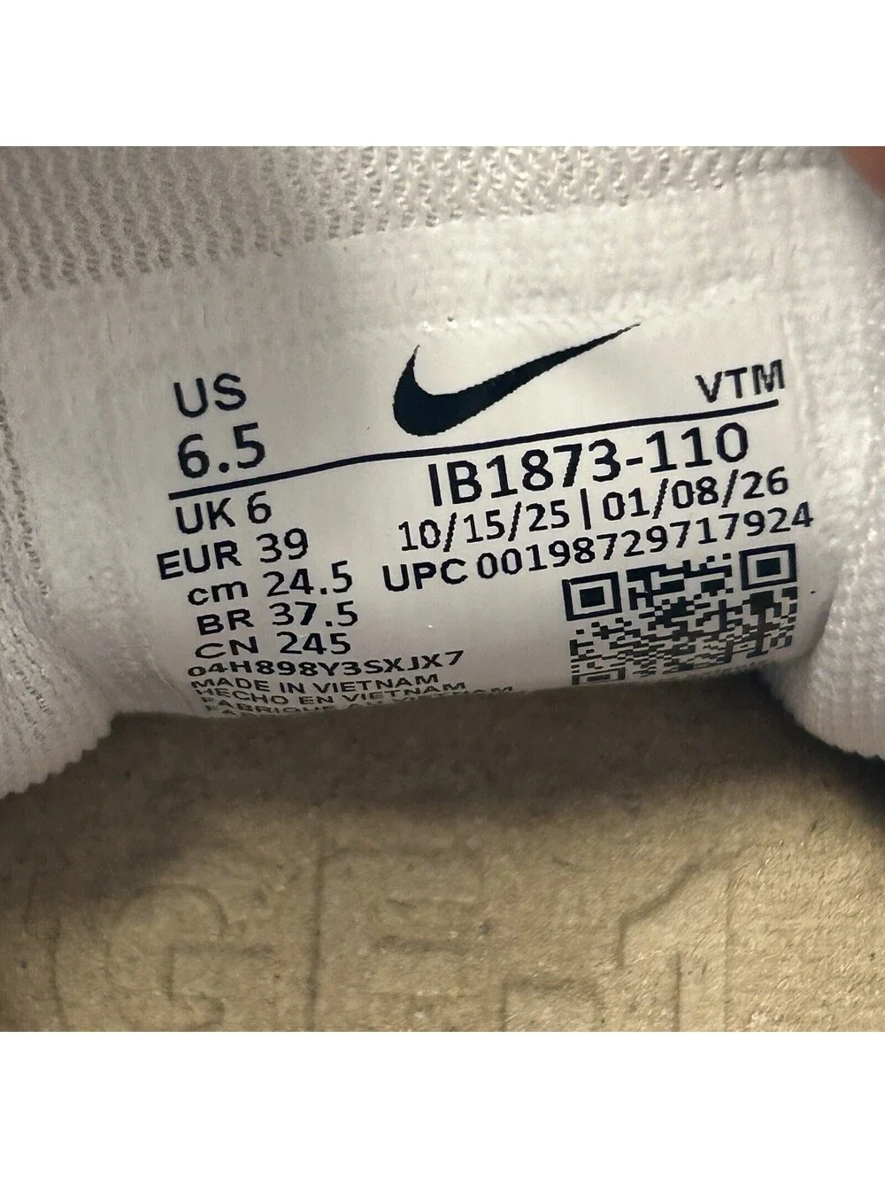 Nike Air Zoom Pegasus 42 White Mineral Slate - Size 6.5 NEW - (IB1873-101)